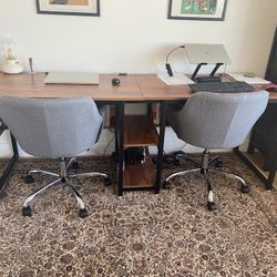 Two Person Desk And Office Chairs