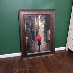 Large Decorative Red Rain Framed Picture 🖼 