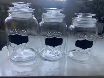 3-Piece Glass Canisters With Airtight Lids