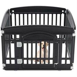 Plastic Dog Playpen - 4-Panel 24" Expandable & Durable Pet Fence for Small to Medium Dogs - Indoor & Outdoor Portable Puppy Playpen with Secure Lockin