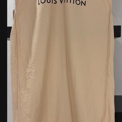 LOUIS VUITTON AUTHENTIC 48”x23”x4” COTTON COVER, ZIPPERED TRAVEL BAG, STORING SUITS.