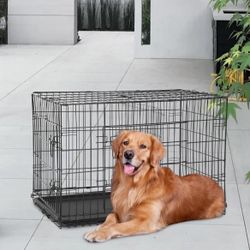 Brand New Extra Large Dog Crate Dog Kennel Cage with Double Door,48 inch Folding Metal Wire Dog Cage with Removable Tray&Divider Panel,Pet Crate for L