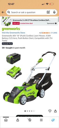 Greenworks cordless lawn mower