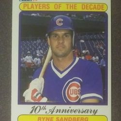 1990 Fleer Ryne Sandberg Chicago Cubs #625 Players Of The Decade HOF Hall Of Fame Baseball Card Vintage Collectible Trading Sports MLB Major League 