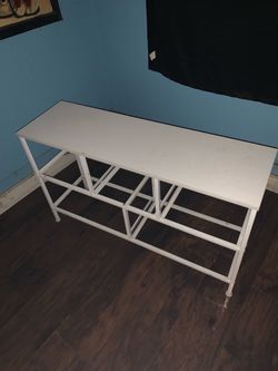 White Metal Console Table with Shelving