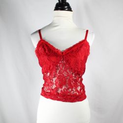 Bold Sexy Red Lace Cropped Cami Plus Size 4XL Adjustable Straps 