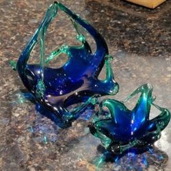 2 Murano (Italy) authentic RARE Vintage hand blown collectors glass 