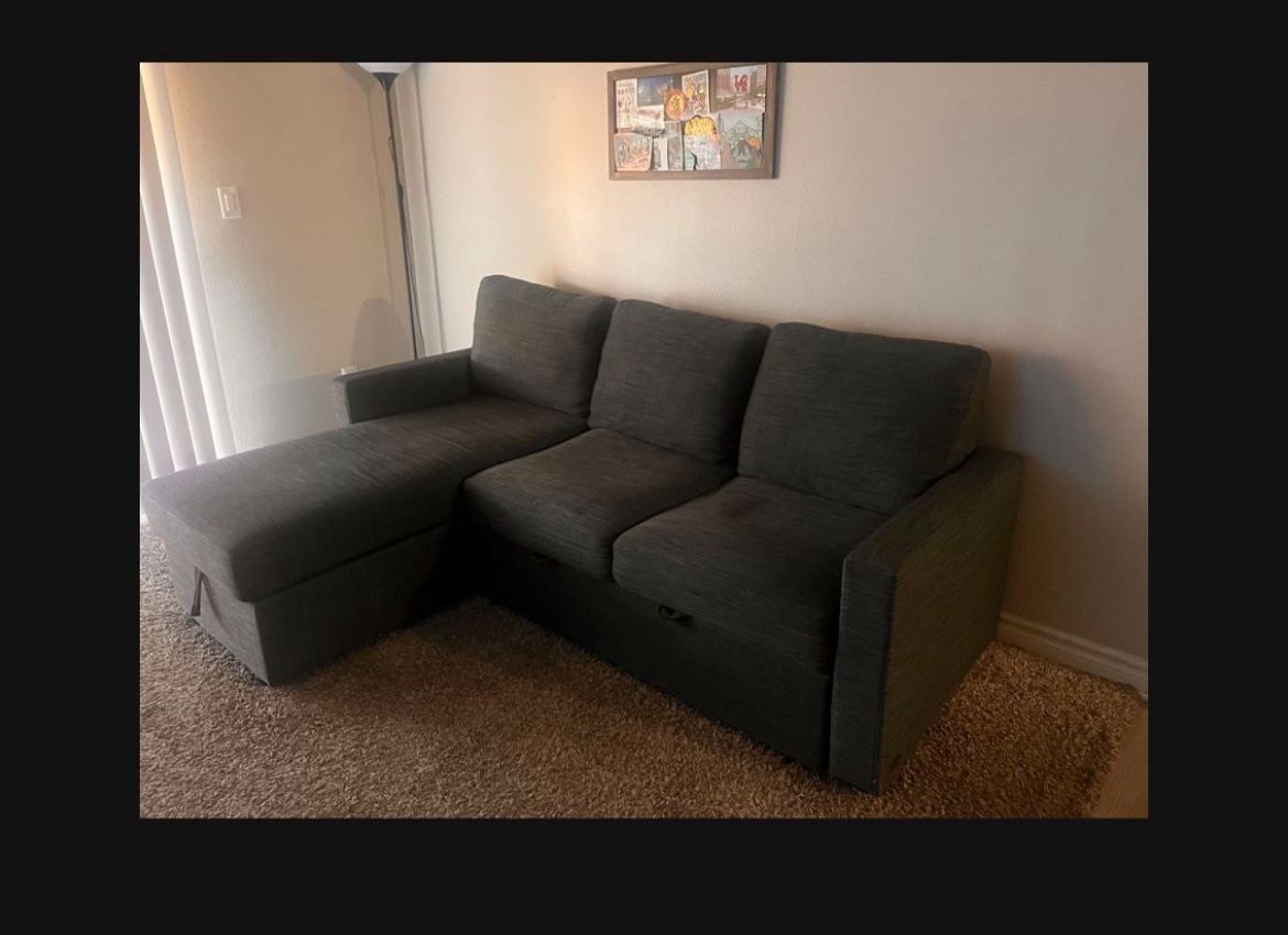 Couch With Storage & Pull Out Bed 