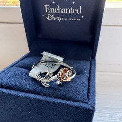 New - Enchanted Disney Belle 1/10 CT. Diamond Rose Ring 