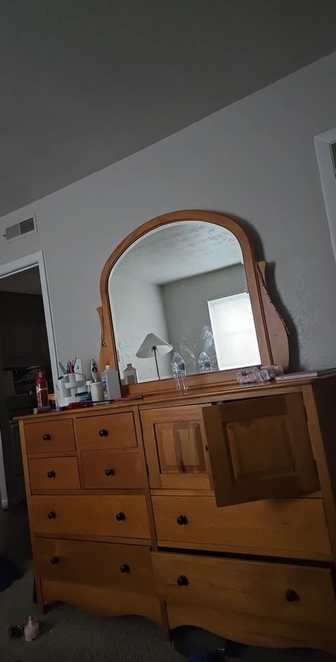 Solid Oak Dresser W/ Mirror