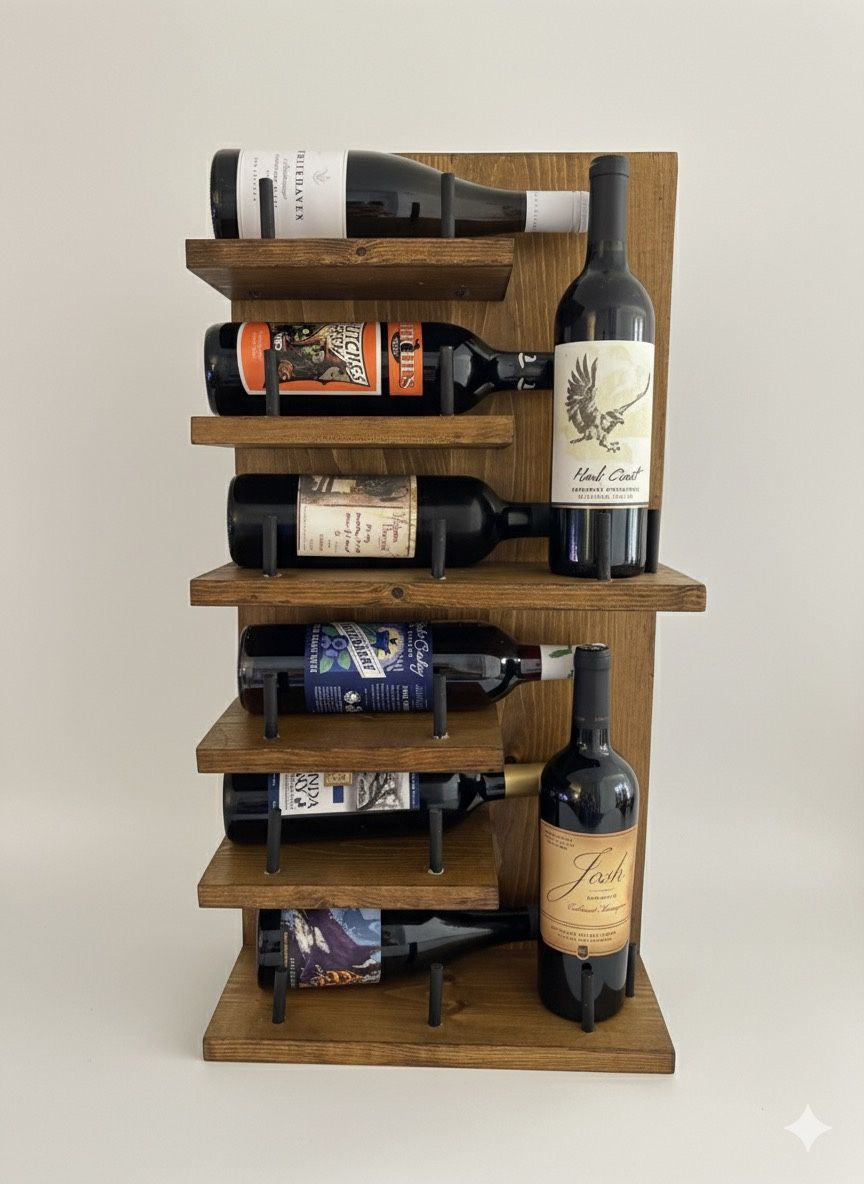 Handcrafted Wooden Wine Rack – Modern Rustic Design