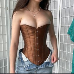 Women Satin Lace Up Back Corset Sexy Corset