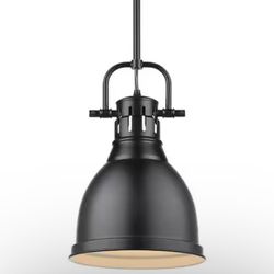 1-Light Black Pendant and Rod with Matte Black Shade
