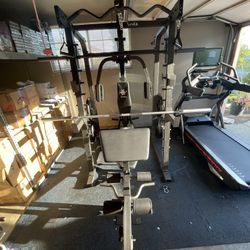Vesta Fitness Smith Machine 2001 w/Bench Attachment | 230lb Bumpers Weights | 7ft Olympic Bar | Fitness | Gym Equipment | FREE DELIVERY 🚚 