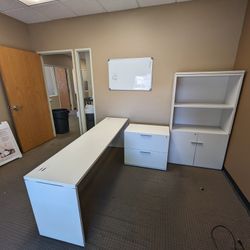 Office Desk With File Cabinet And Storage Cabinet