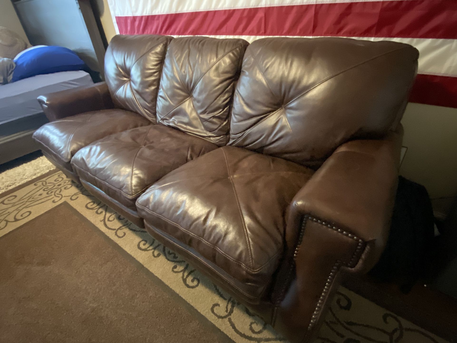 Brown Leather Pull Out Sofa Bed