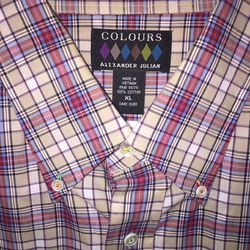 Colours Alexander Julian XL Shirt Long Sleeve Button Front Cotton Multi Plaid Mens
