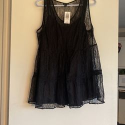 Torrid Black Tank With Mesh Covering, 1x