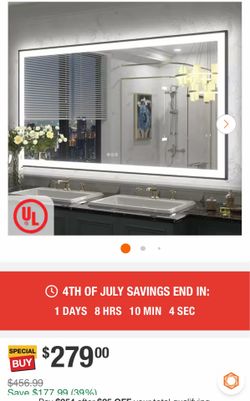 Shop Apmir 55 in.W x 30 in.H Rectangular Framed UL Certified Front and Back LED Anti-Fog Tempered Glass Wall Bathroom Vanity Mirror
