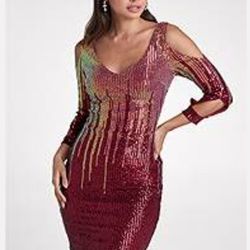 Red And GOLD sequined Dress From Venus