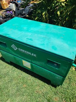 Tool box, 24"H 48"L 24"D. Good condition.faded paint , Miner surface rust.
