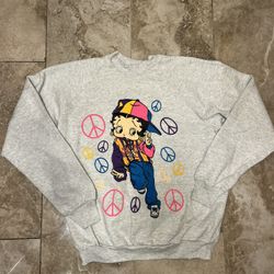 Vintage 90s Betty Boop Hip Hop “Peace Out” Gray Sweatshirt XL 