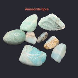 Amazonite Egg Shaped, Rough, & Polished Stones from Madagascar 8pcs 108.3g Total