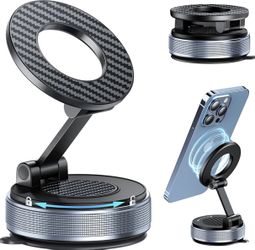 Car Phone Holder for Magsafe, Foldable Suction Cup Phone Mount 360° Adjustable Vacuum Magnetic Phone Holder, Cell Phone Holders for Your Car Compatibl