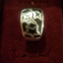 New 925 Silver Ring Band With Stars Engraved On Ring With Box 📦  Size 7