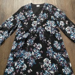 Womans Black Flower Dress Shirt Size Medium By Time And Tru #4
