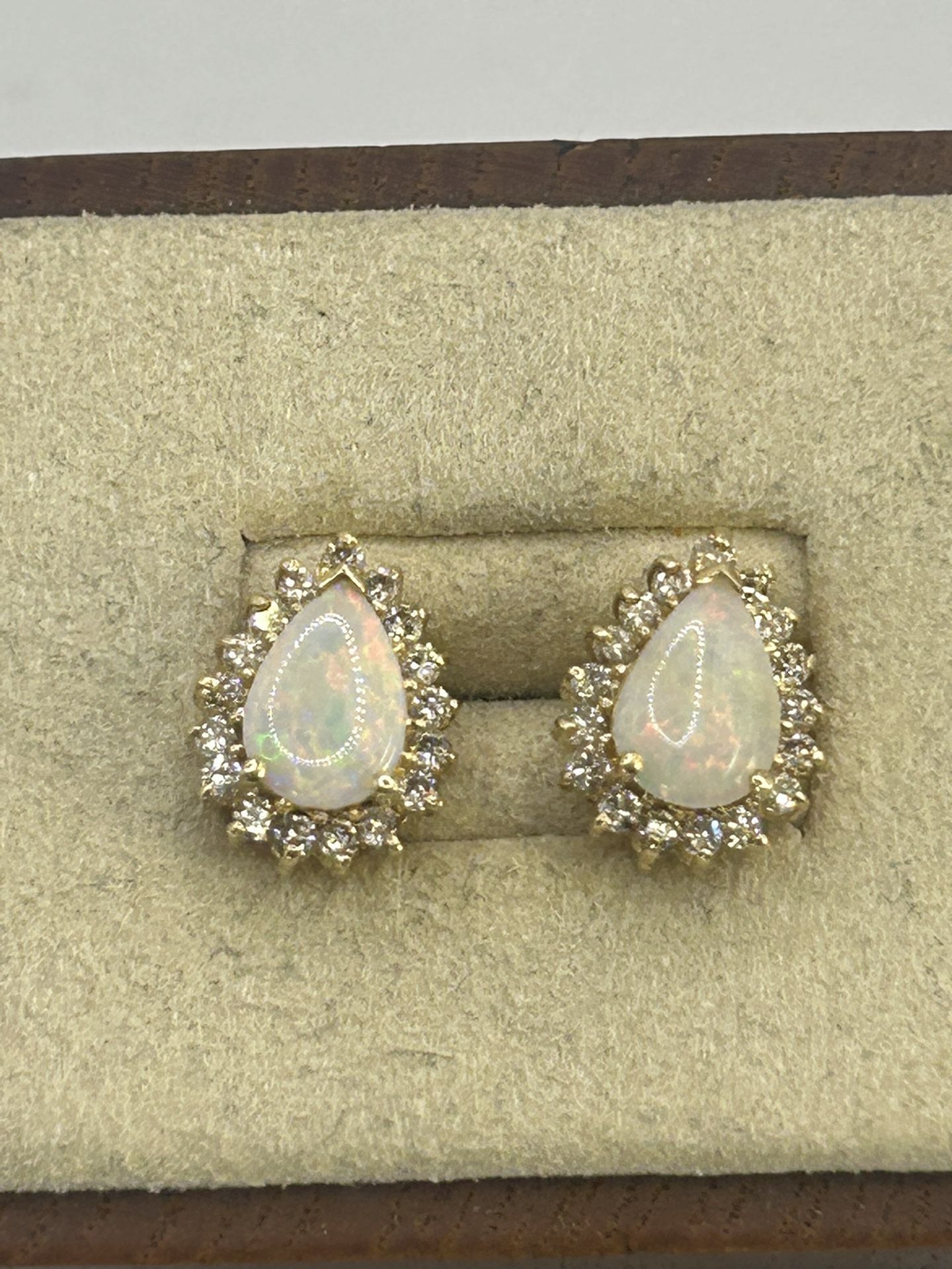 Stunning Opal And Diamond Halo Earrings