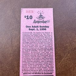 1996 Bumbershoot Seattle Arts Festival Seattle Center Concert Ticket Stub