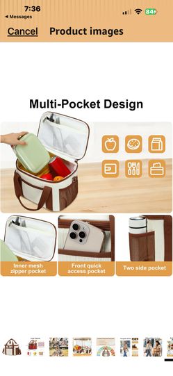 BTOOP Insulated Lunch Box for Women, Cute Corduroy Lunch Bag with Shoulder Strap, Leakproof Wide-Open Lunch Tote for Work, Office, School, Picnic, Cre