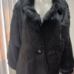 Classy Genuine Satin Rabbit Fur Coat 