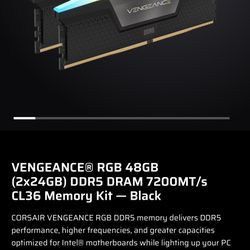 Corsair VENGEANCE RGB DDR5 48GB (2x24GB) 7200MT/s CL36 – Black