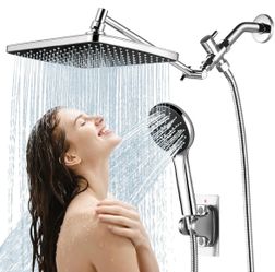 Shower Head with Handheld,11.8 Inch Large Rectangular Rain Shower Head with 5 Modes Handheld Spray Combo,Adjustable Double Shower Heads with Holder an