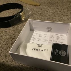 Versace Men's Leather Medusa Belt - Size 38-40in - Black