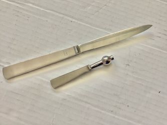 Vtg. Letter Opener & Rotary Phone Dialer Set Stainless Steel Capri Italy