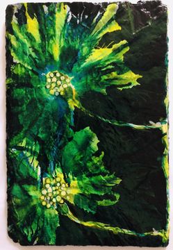 Hand Painted Floral Slate Ready to Hang Artwork