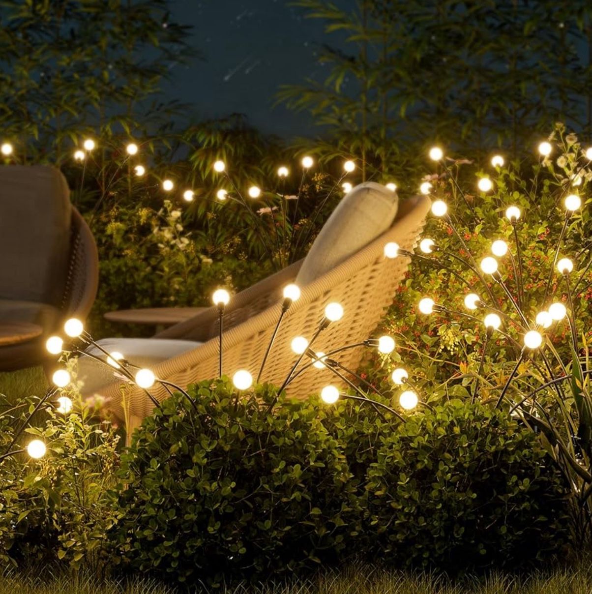 Solar Lights Outdoor 4 Pack - Super Bright Firefly Fairy Light Outside 36 LED