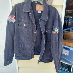 Vintage Todaysnews Denim Jacket With Harley Davidson Patches 