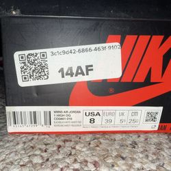 Jordan 1 retro high Satin Black Toe Women’s 8