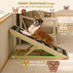 Wooden Folding Dog Ramp Portable Pet Ramp with Non-Slip Carpet for Car SUV Truck, 38 in., NEW