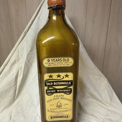 Giant Vintage Bushmills Irish Whiskey Bottle  