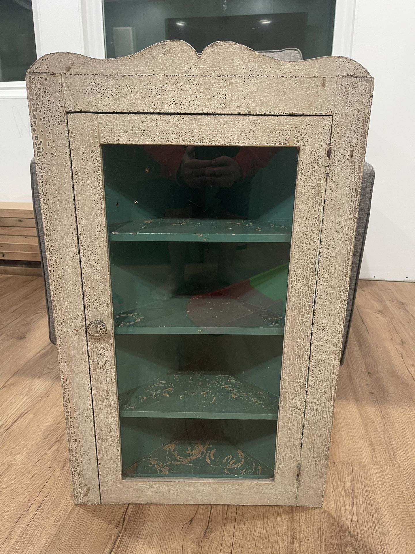 Vintage Wood Corner Cabinet.