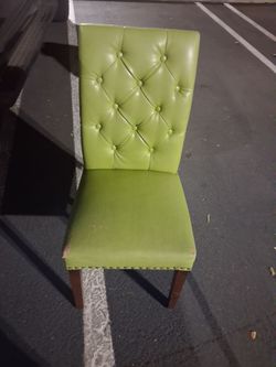 Green Tufted Vinyl Dining Chair
