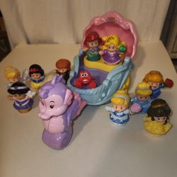 Disney Fisher Price Little People Little Mermaid Musical Carriage Toy & Figures Chossr Amy 3 Princesses 