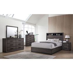 Brand New Grey 4pc Queen Bedroom Set (Available In California & Eastern King)