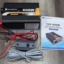 Eco Worthy 600W Off Grid Pure Sine Wave Inverter 12V to 110V NEW $75