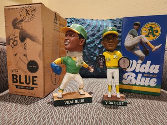 Set of 2004 and 2024 Oakland A's Vida Blue Bobbleheads